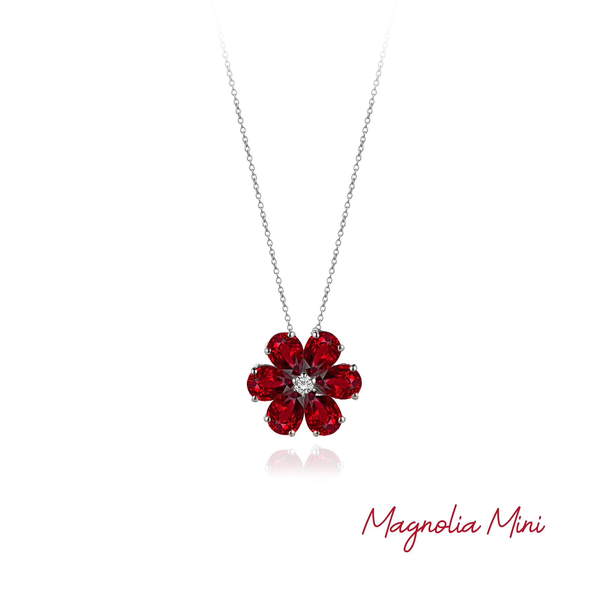 Diamond Hybrid Gold Magnolia Mini Necklace