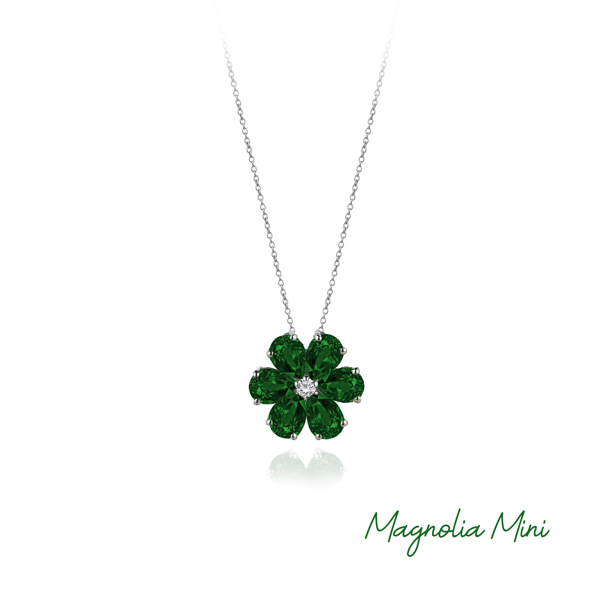 Diamond Hybrid Gold Magnolia Mini Necklace
