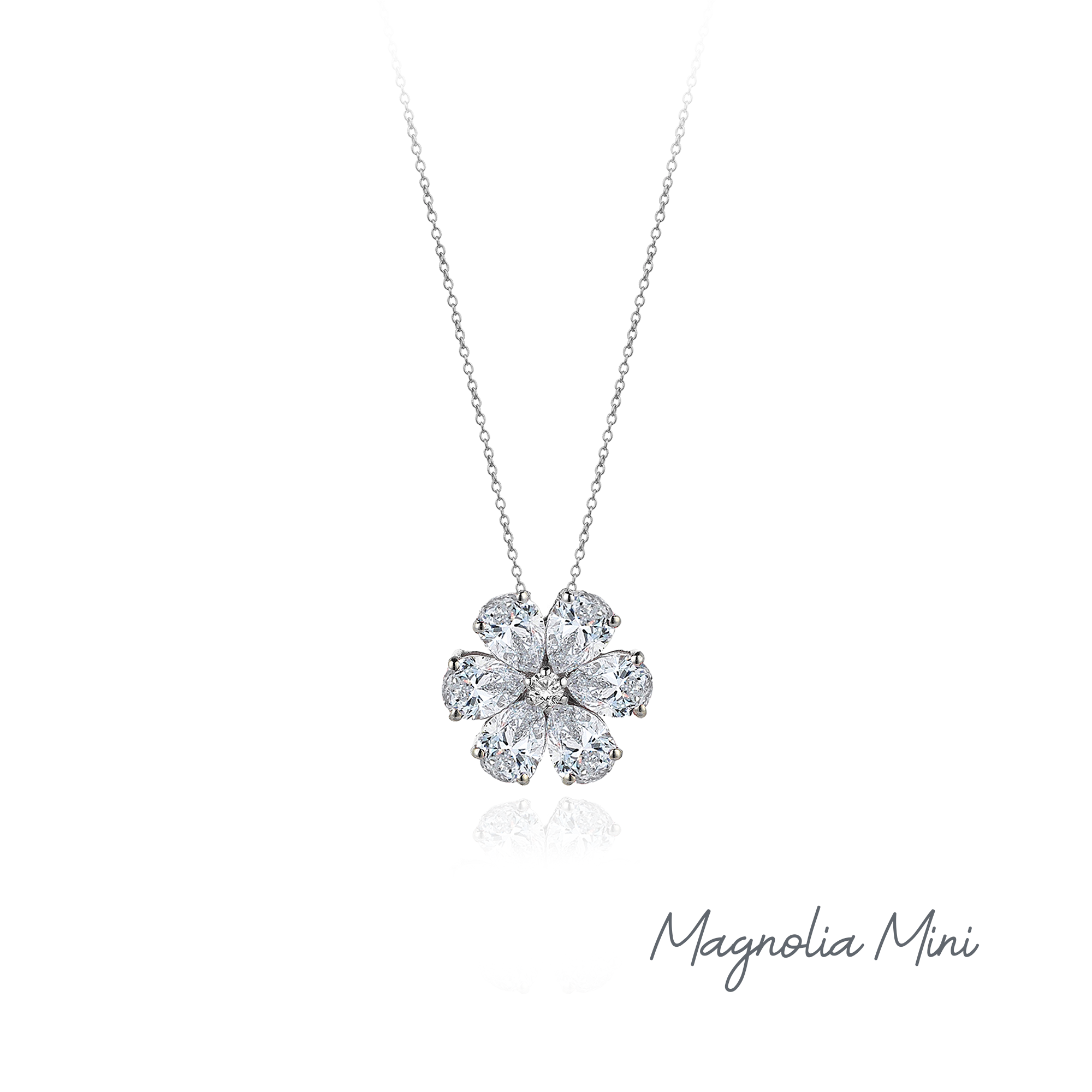 Diamond Hybrid Gold Magnolia Mini Necklace