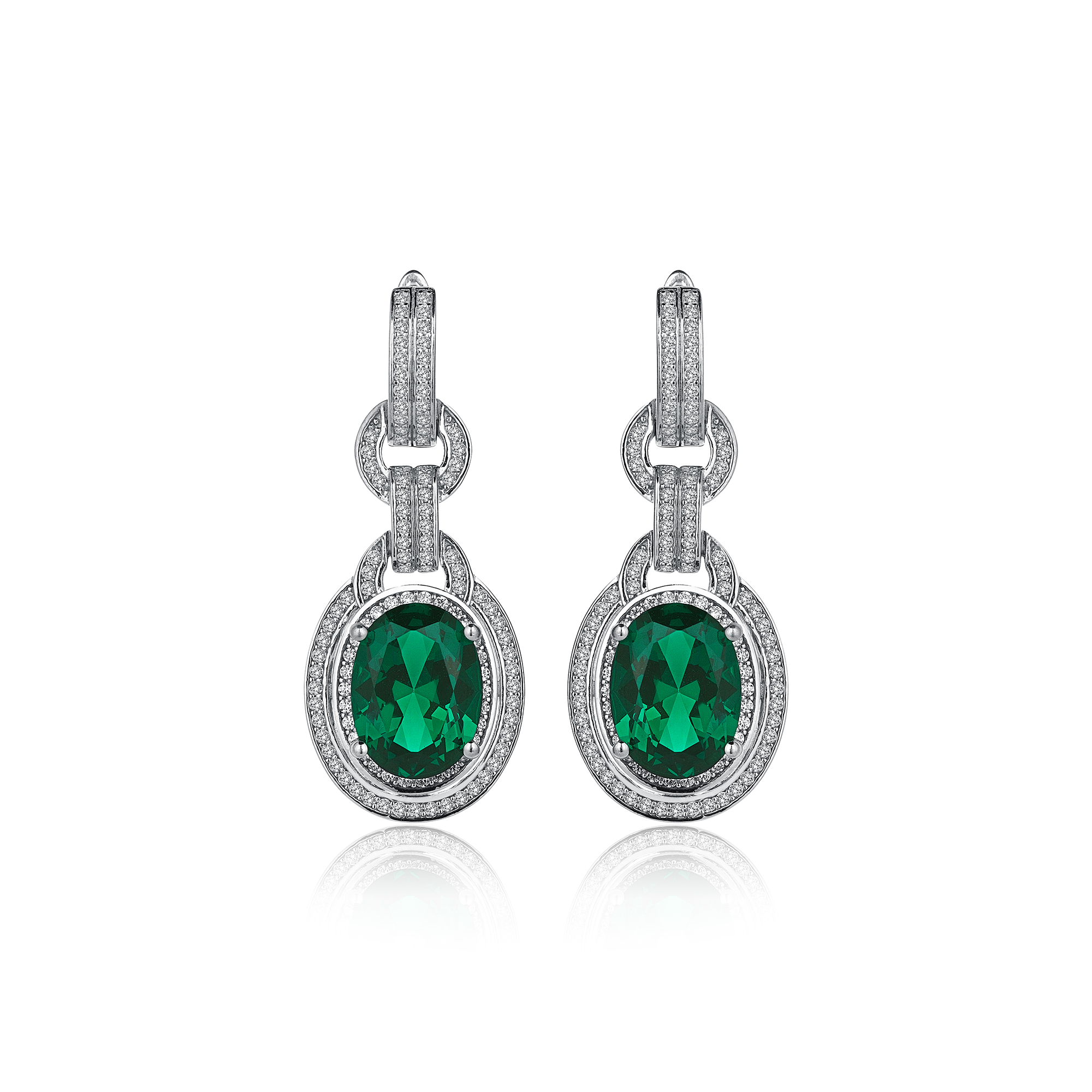 10 CARAT OVAL EMERALD DIAMOND HYBRID GOLD EARRINGS SUPER OFFER PRICE
