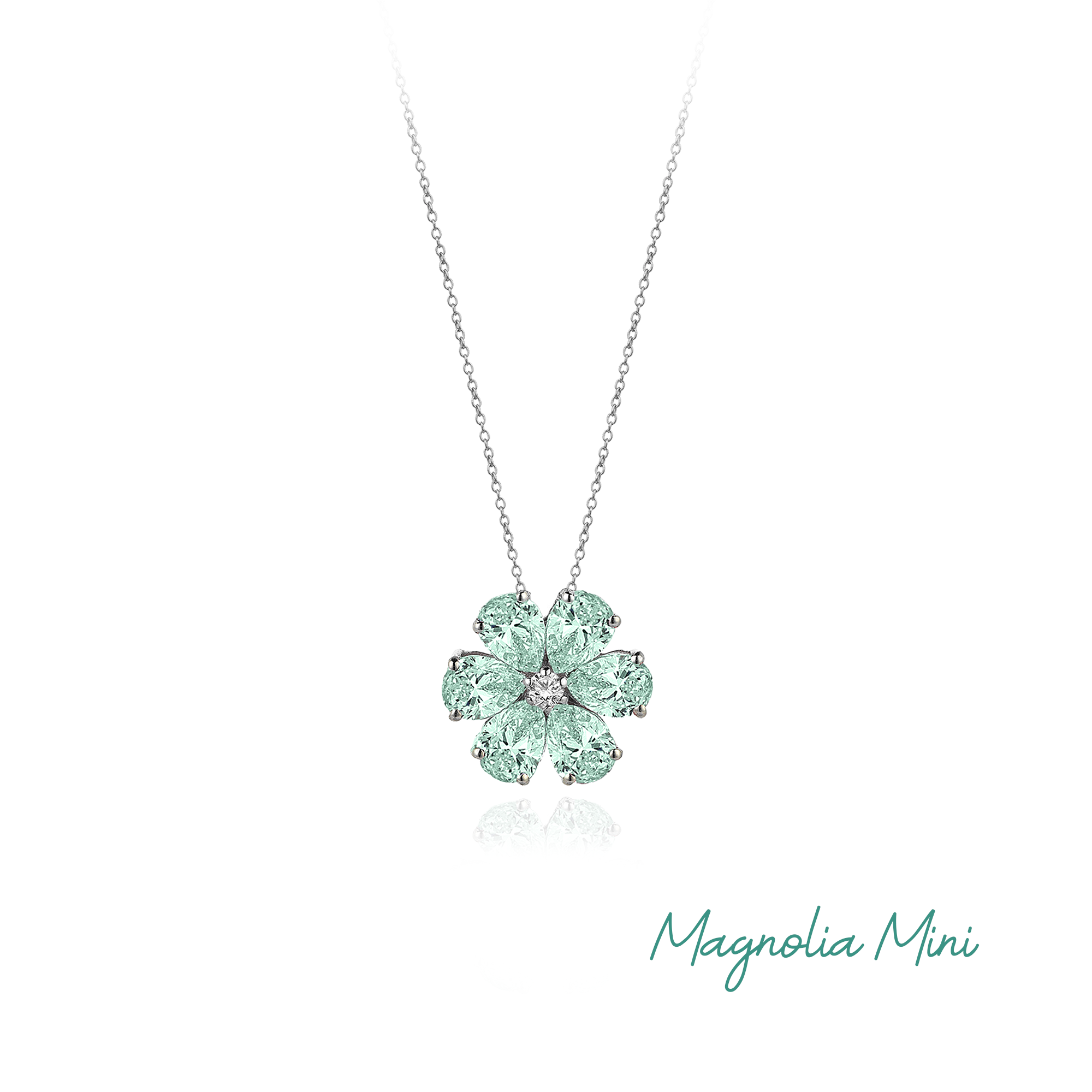 Diamond Hybrid Gold Magnolia Mini Necklace