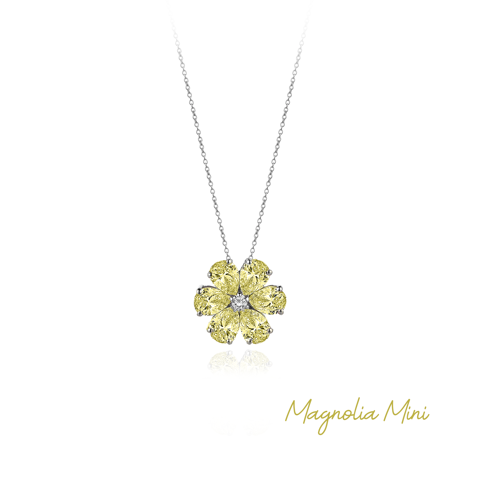Diamond Hybrid Gold Magnolia Mini Necklace