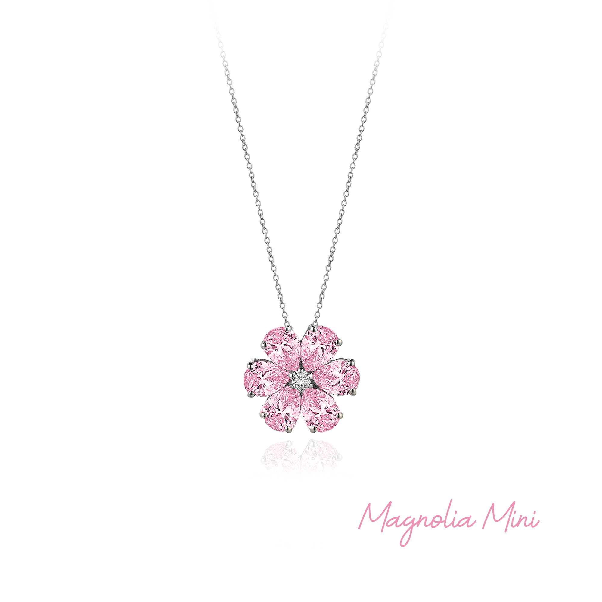 Diamond Hybrid Gold Magnolia Mini Necklace
