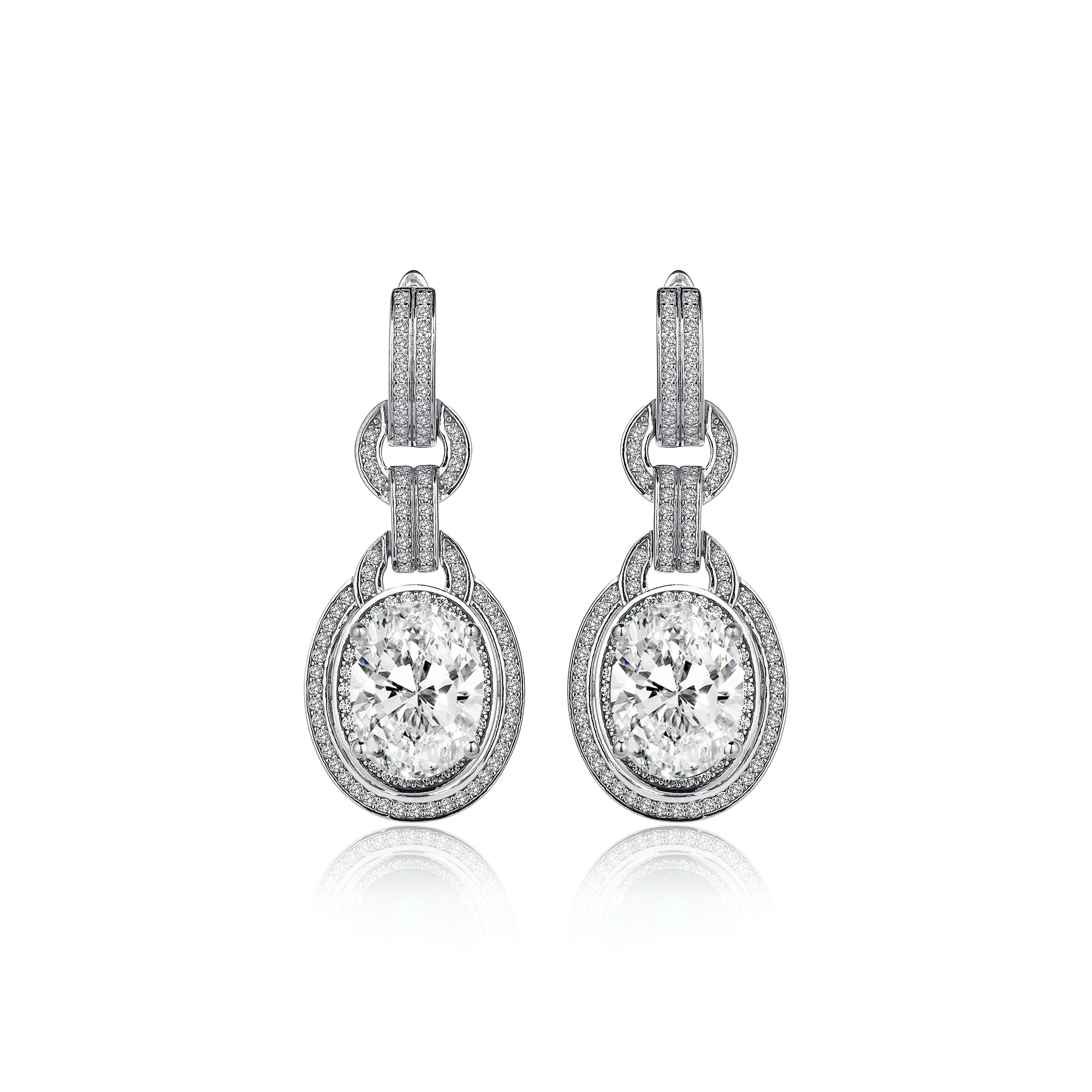 10 CARAT OVAL EMERALD DIAMOND HYBRID GOLD EARRINGS SUPER OFFER PRICE