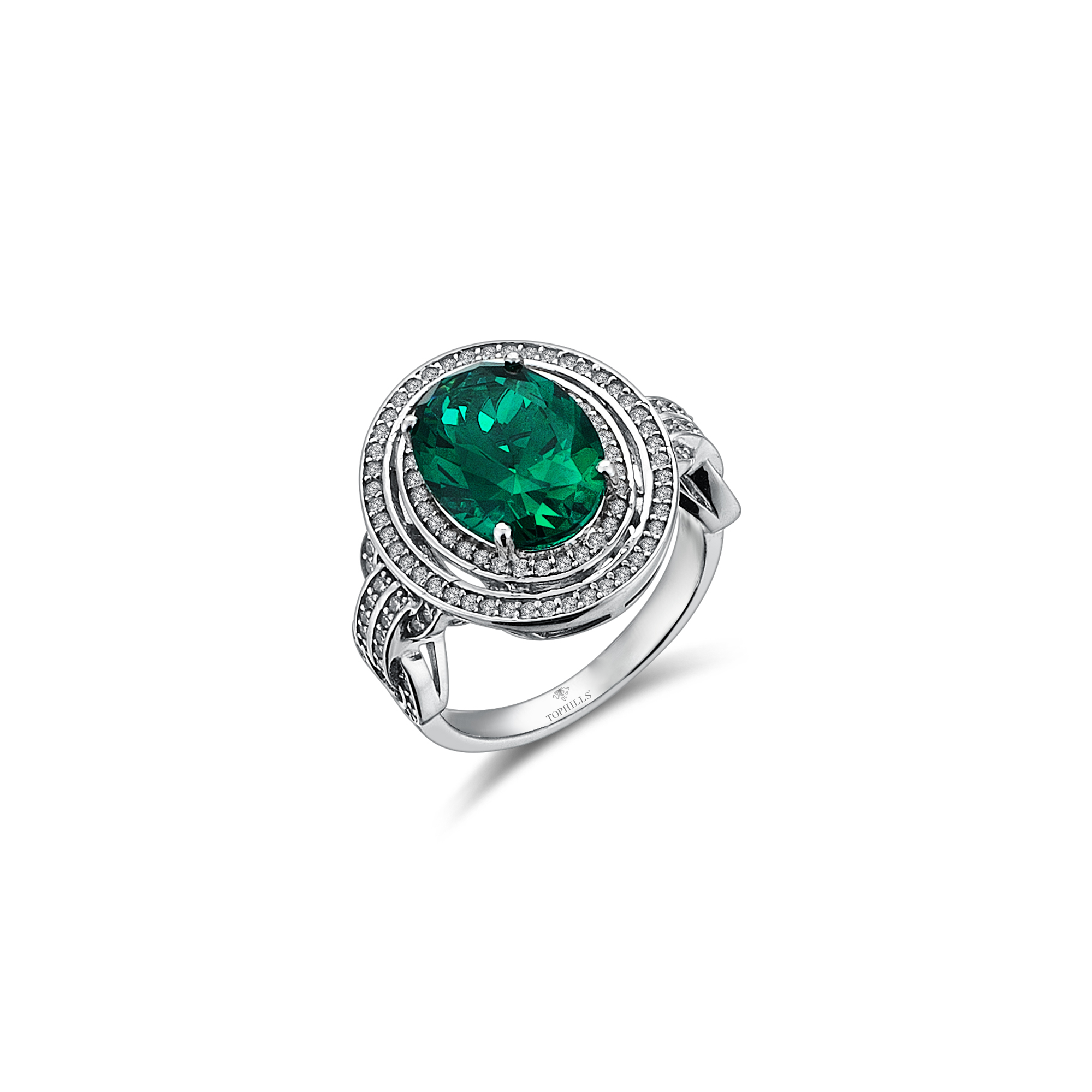 5 CARAT DIAMOND HYBRID ART DECO EMERALD GOLD RING SUPER OFFER PRICE