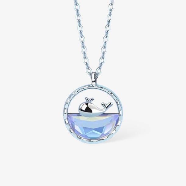 925 Silver | White Stone Whale Necklace