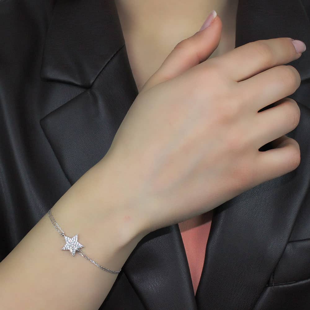 White Gold Stone Star Bracelet