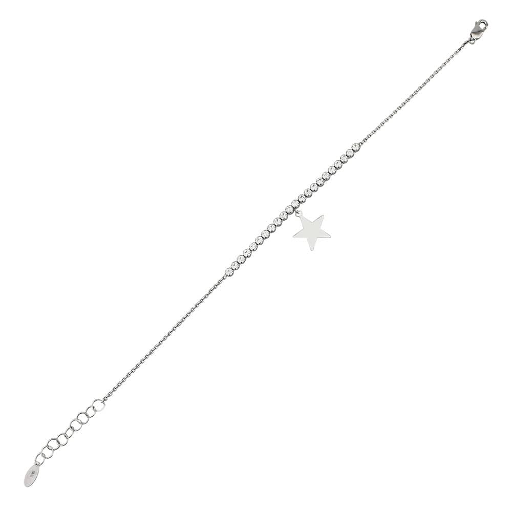 White Gold Star Detailed Half Waterway Bracelet