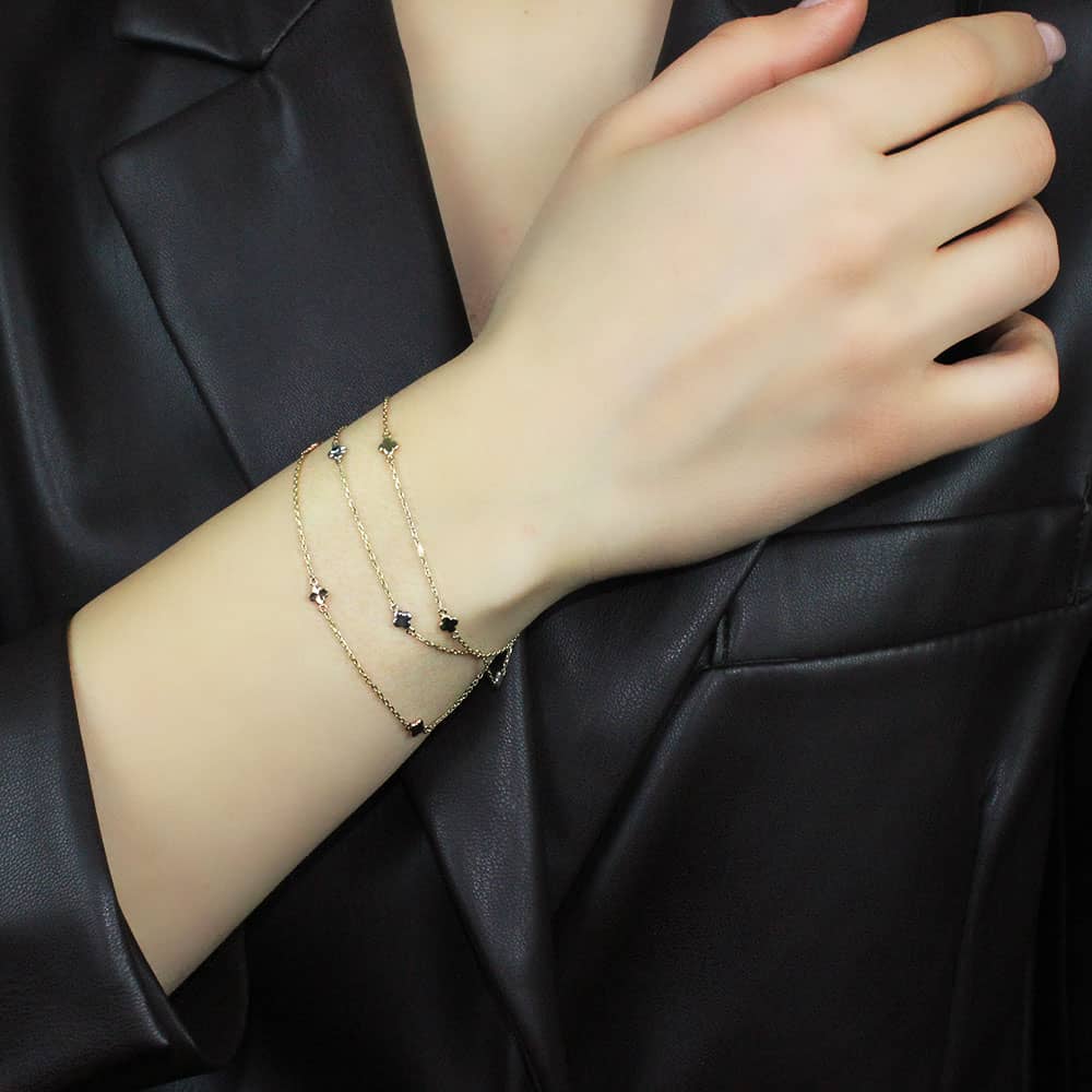 14K Yellow Gold Triple Chain Bracelet