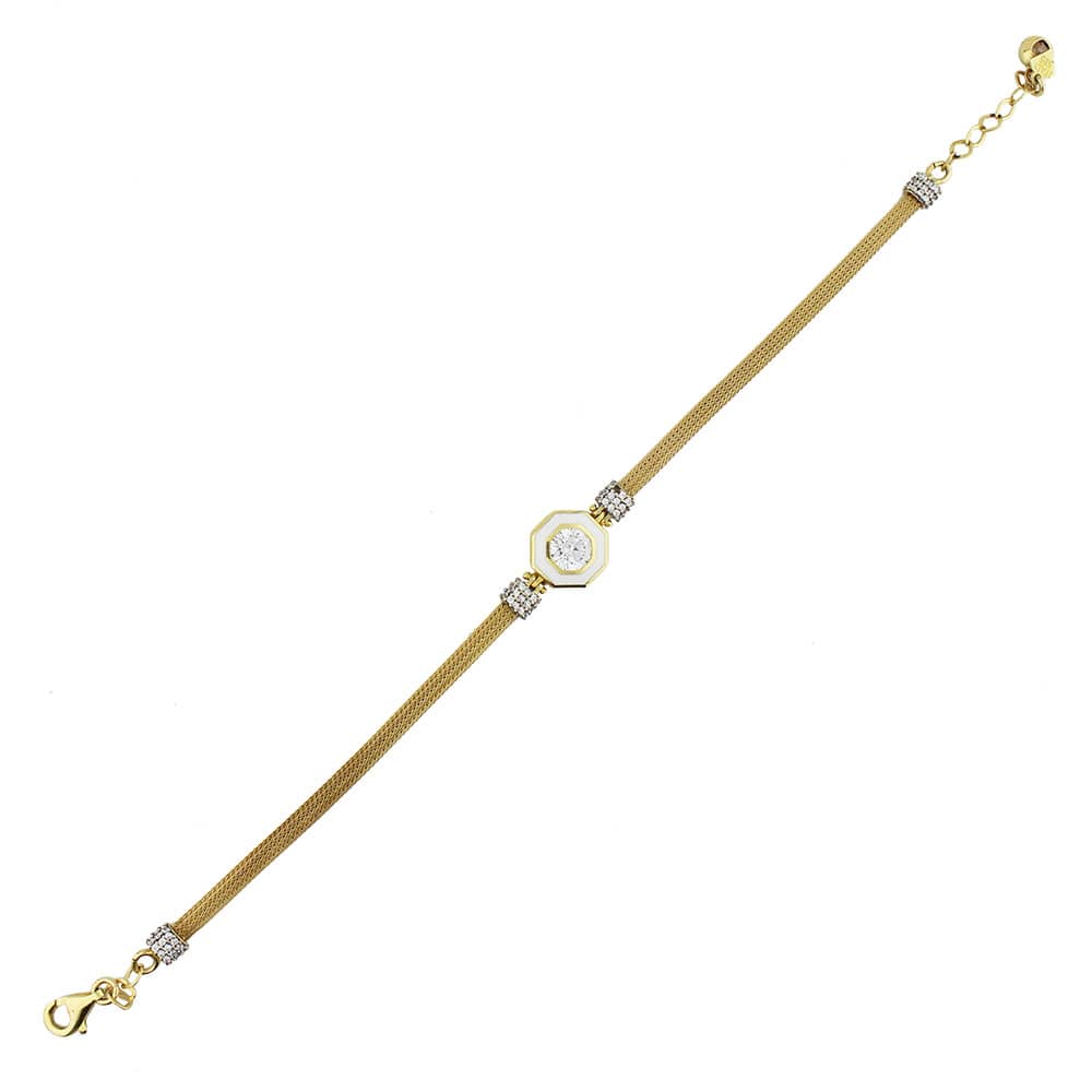 14 Carat Solitaire White Enamel Bracelet