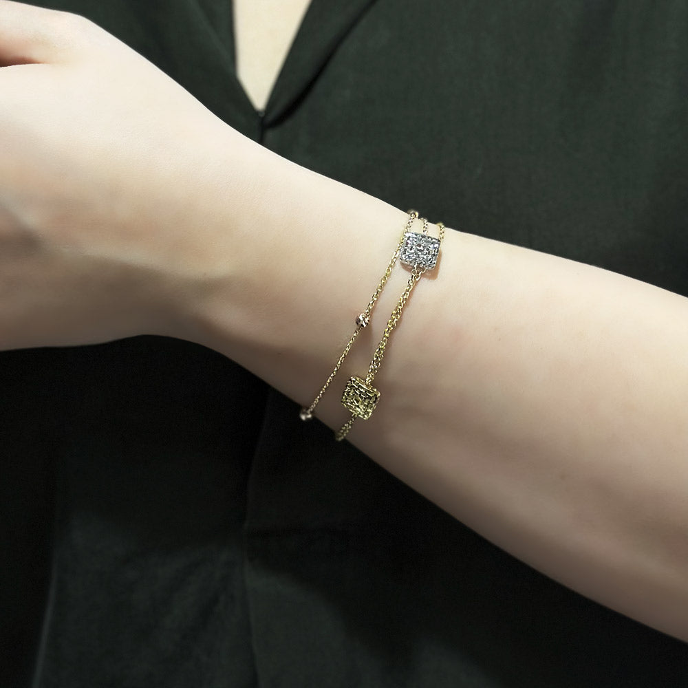 Double Row Chain Cage Bracelet