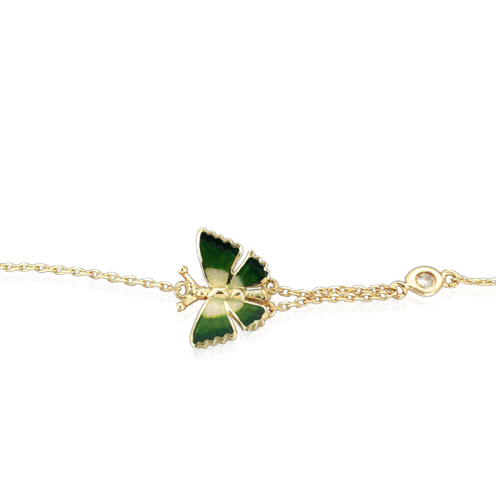 Noah's Ark Green Enamel Butterfly Bracelet