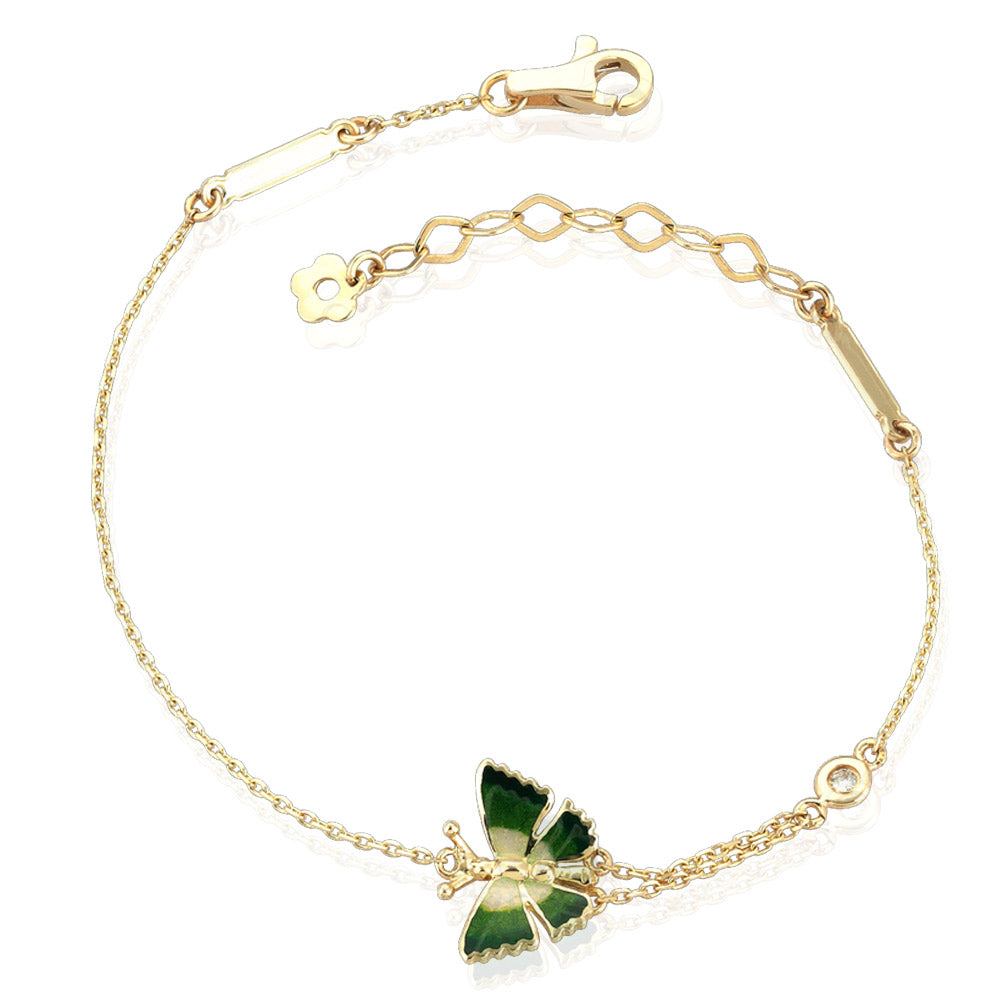 Noah's Ark Green Enamel Butterfly Bracelet