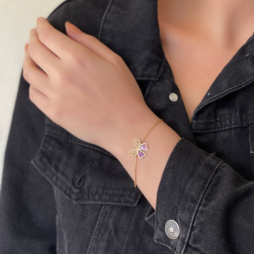 Vitalita Series Red Enamel Butterfly Bracelet