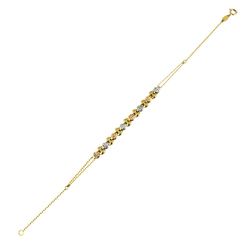 Three Color Gold Chain Women's Bracelet
