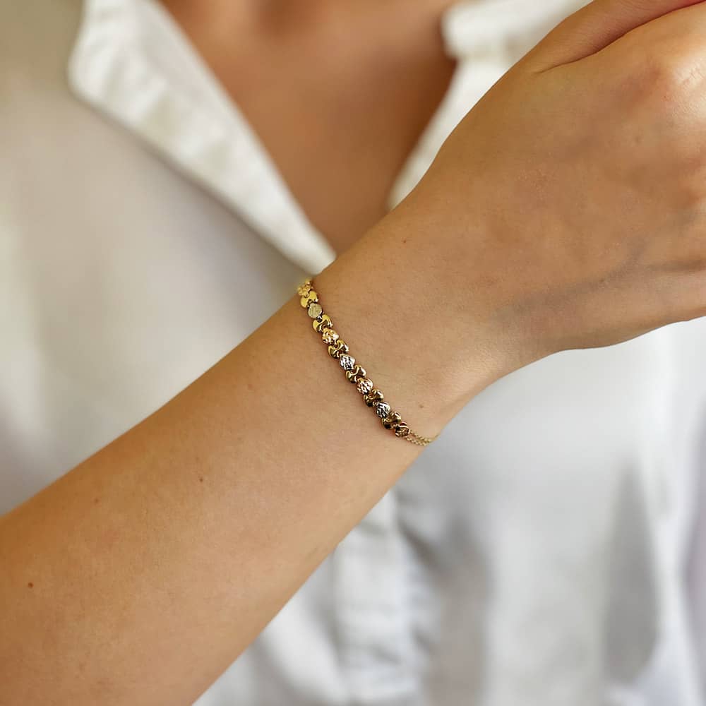 Three Color Gold Chain Women's Bracelet