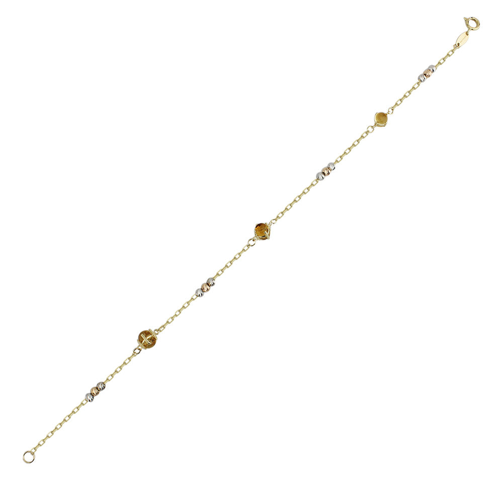 14K Gold Dorika Ball Yellow Citrine Stone Bracelet