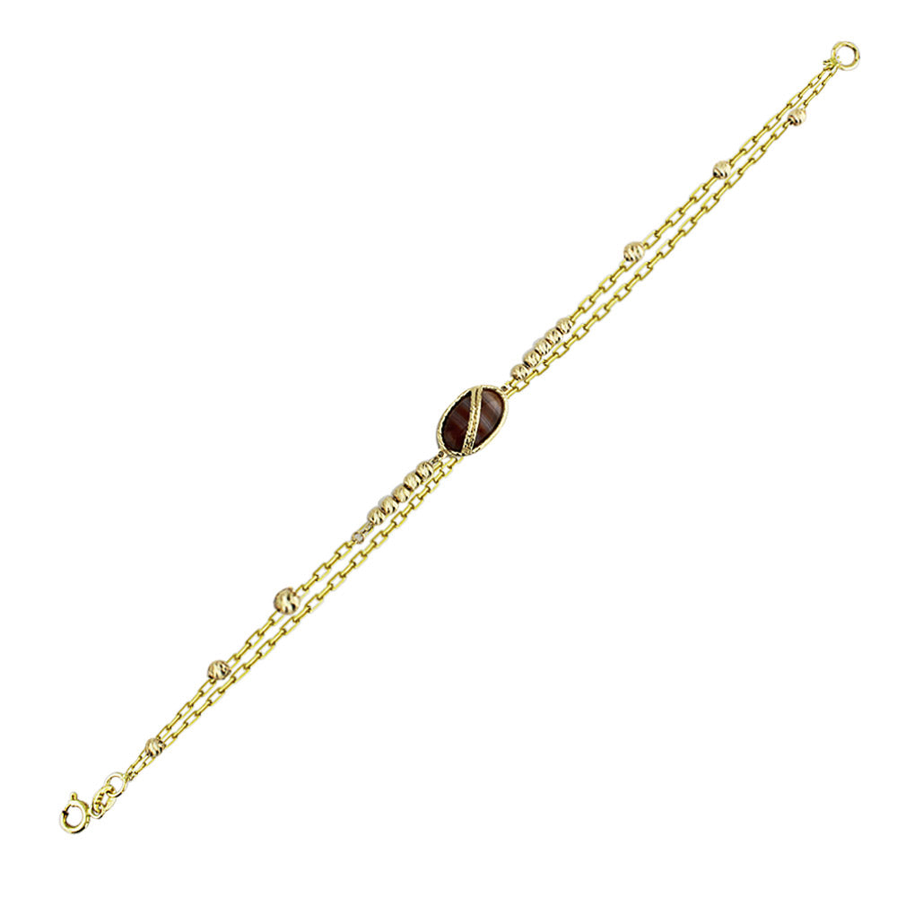 14K Gold Tiger Eye Stone Bracelet