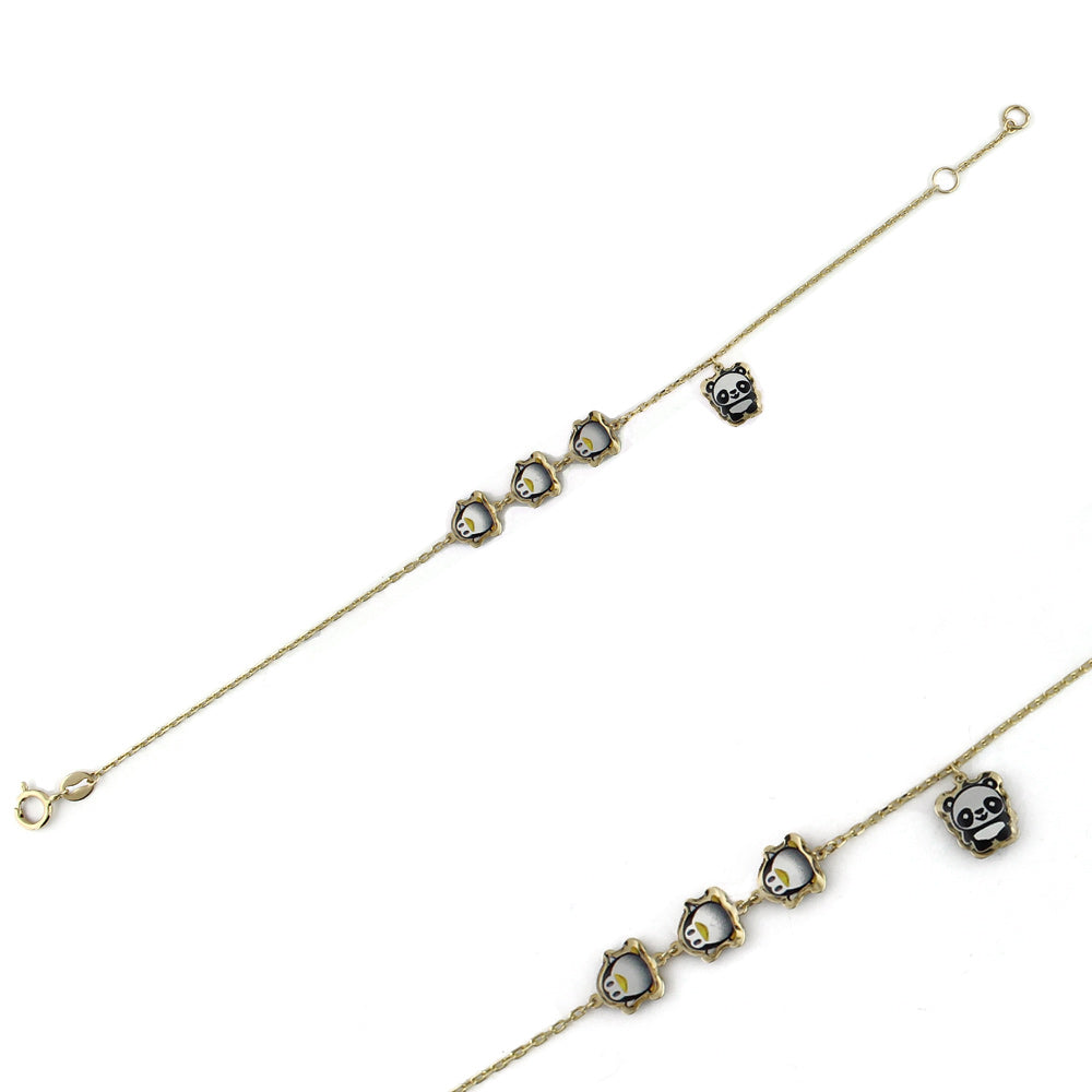 Panda and Penguin Figured Enameled Children's Bracelet