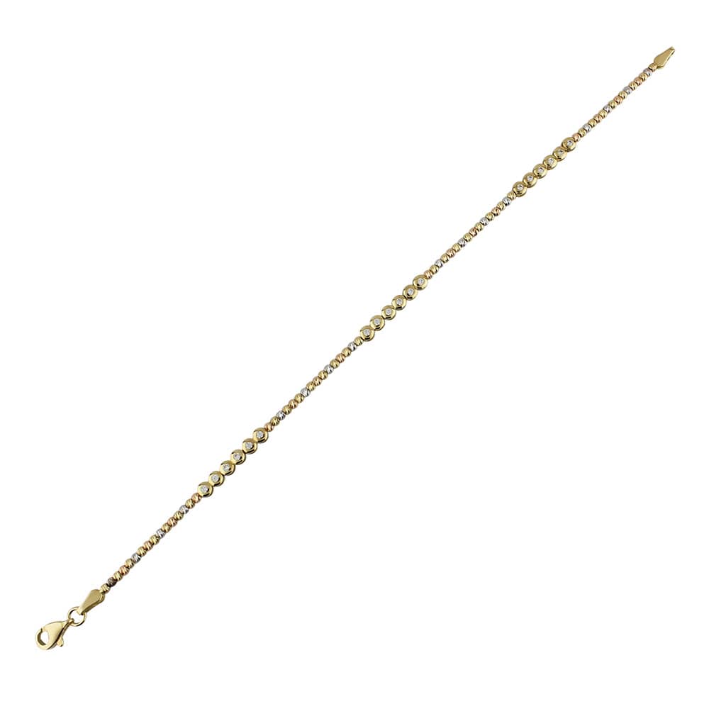 Three Color Gold Dorika Ball Women's Stone Bracelet