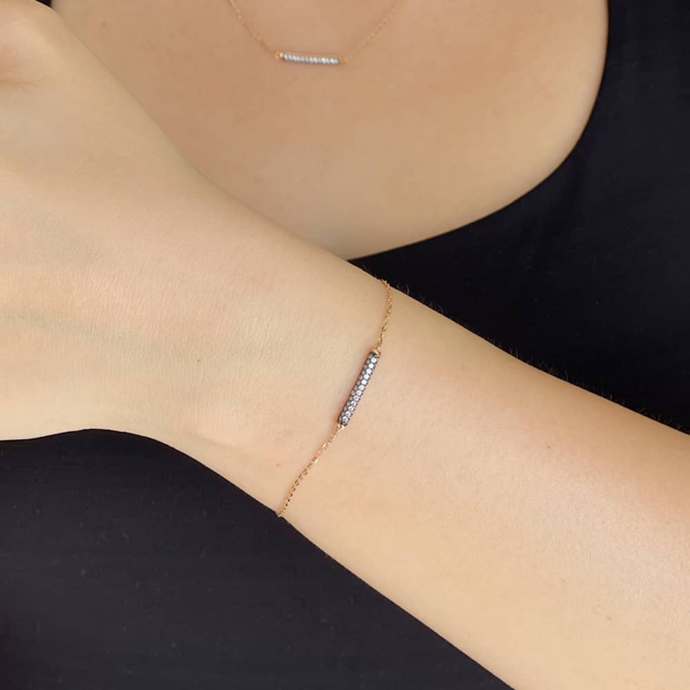 Diamond Effect 14 Carat Rose Bracelet