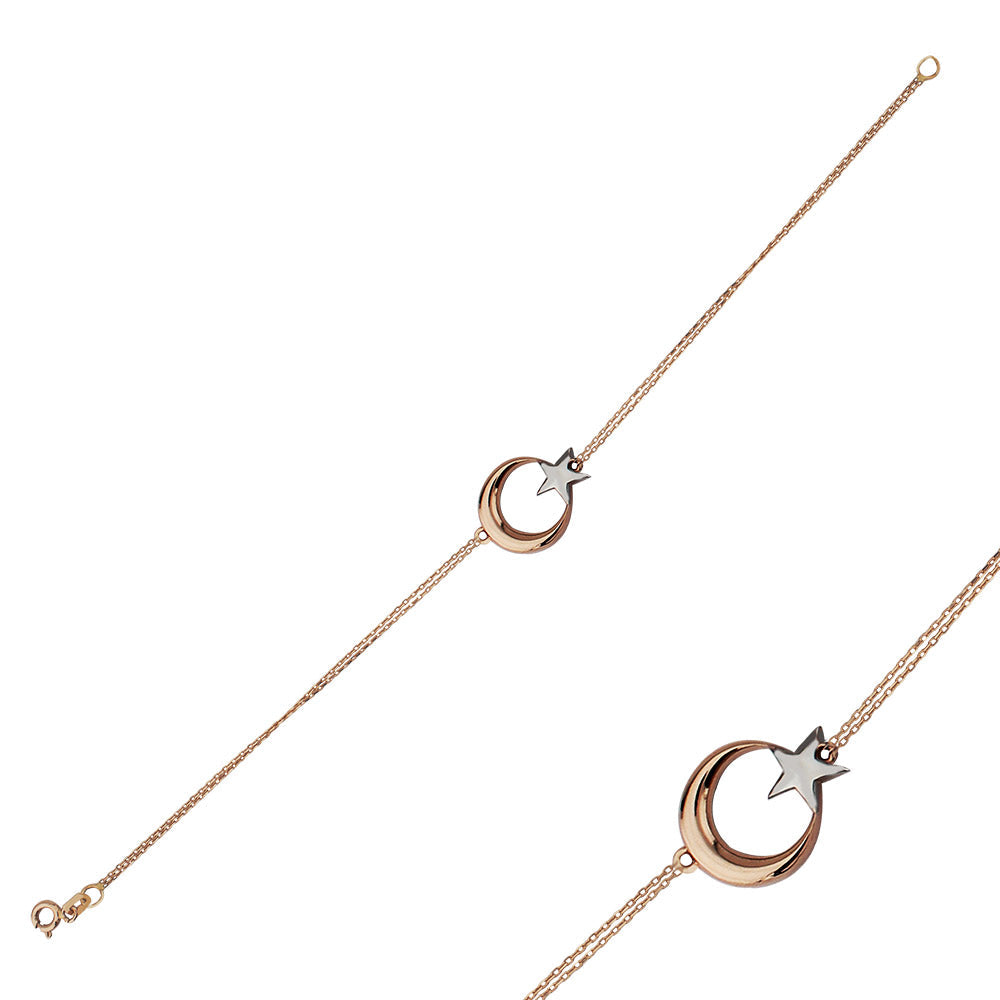 Rose White Gold Crescent Star Bracelet