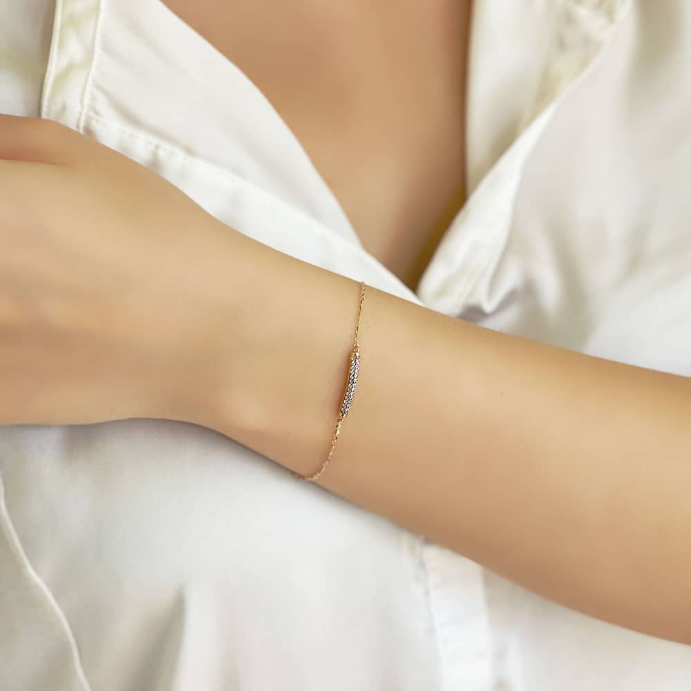 Diamond Effect 14 Carat Rose Bracelet