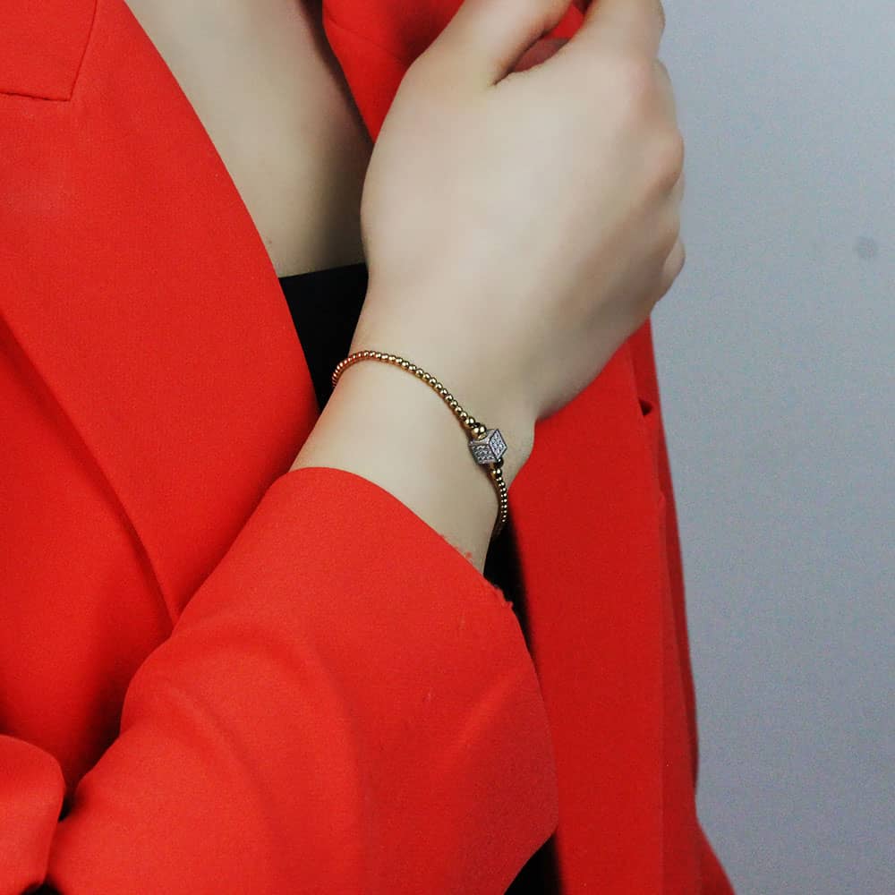 Rose Gold Ball Cube Bracelet