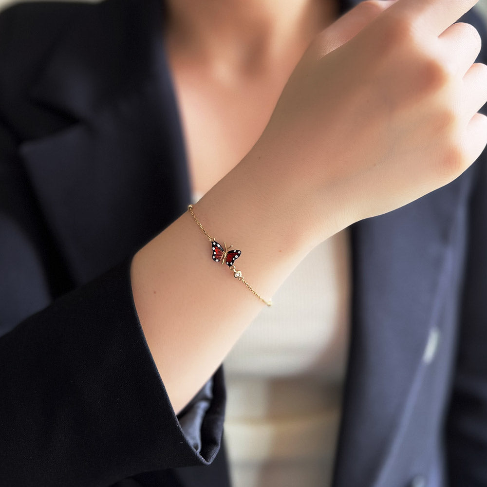 Monarch Butterfly Enamel Butterfly Bracelet