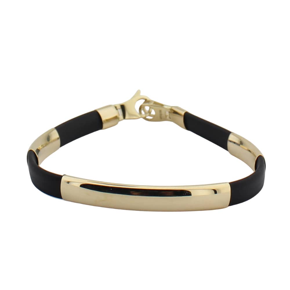 14K Gold Men's Bracelet with Silicone Strap