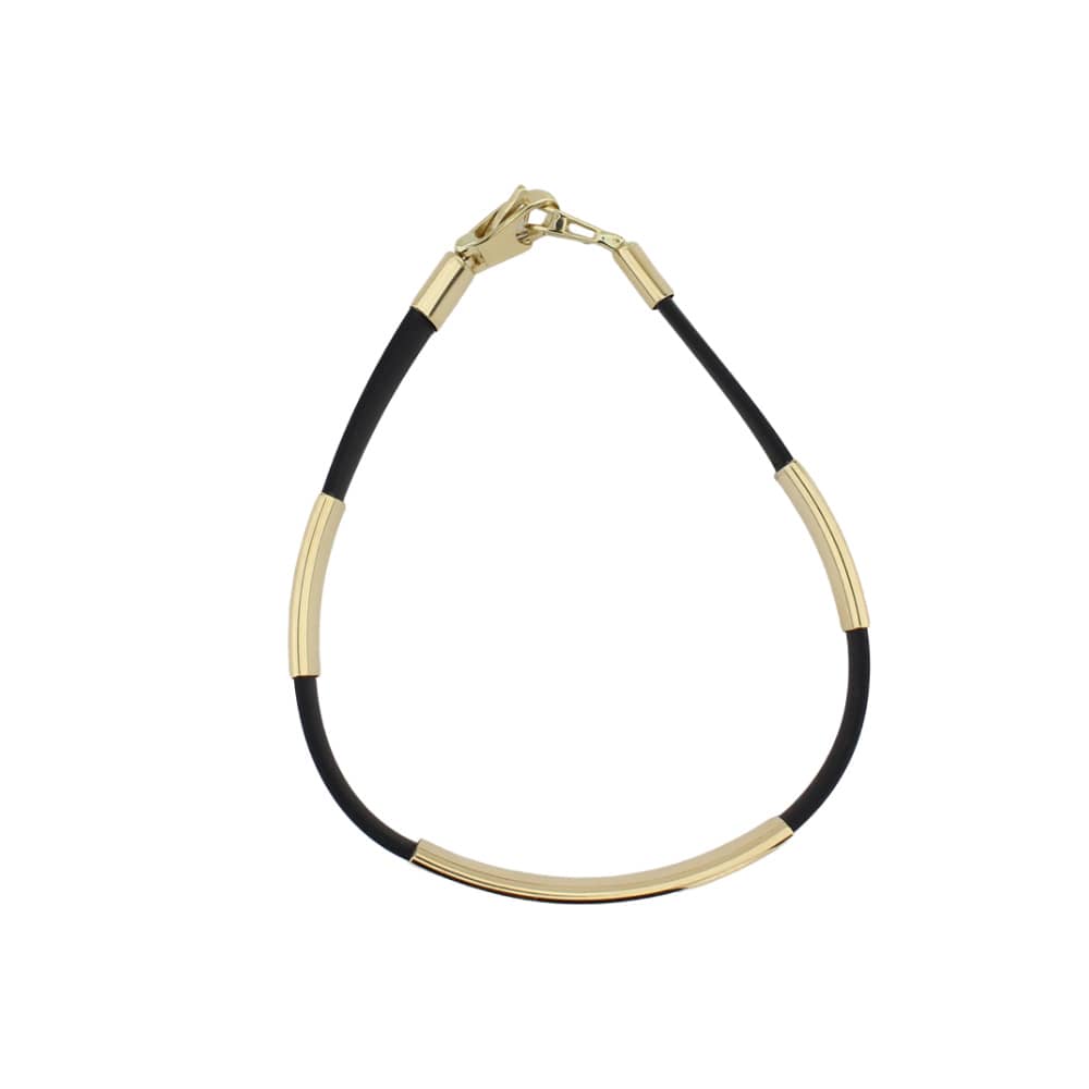 14K Gold Men's Bracelet with Silicone Strap