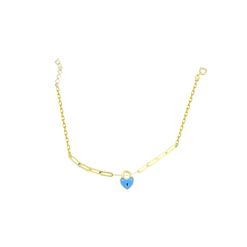 14 Carat Gold Enamel Heart Bracelet