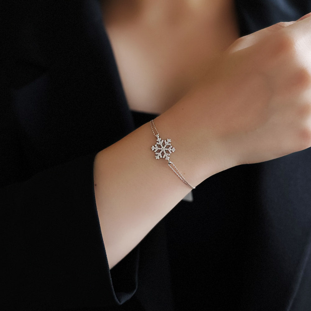 White Gold Snowflake Chain Bracelet