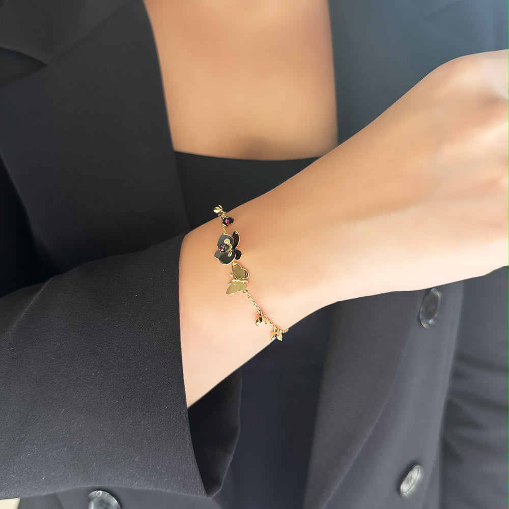 Black Orchid Butterfly Bracelet