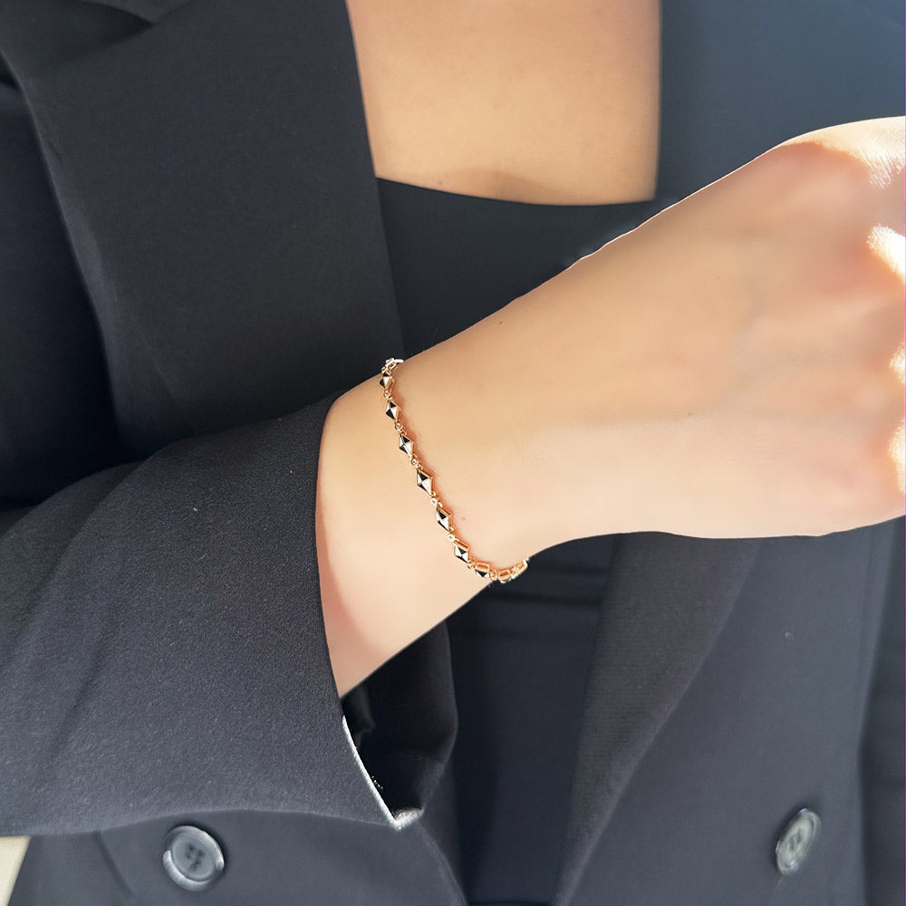 Volare Black and White Enamel Thin Bracelet