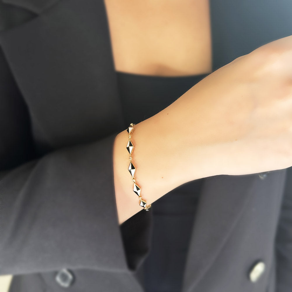 Volare Black and White Enamel Bracelet