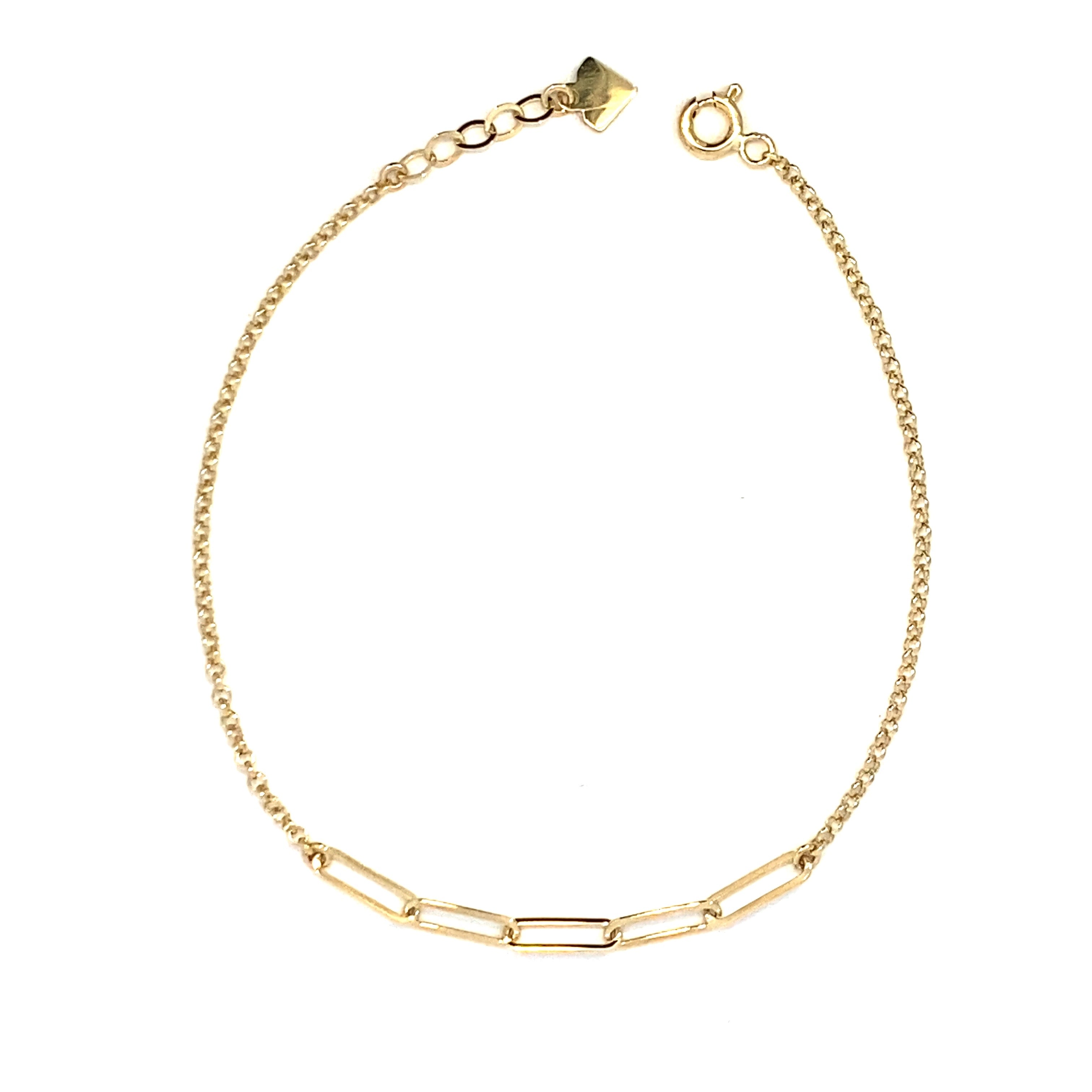 Yellow Gold Half Paperclip Bracelet