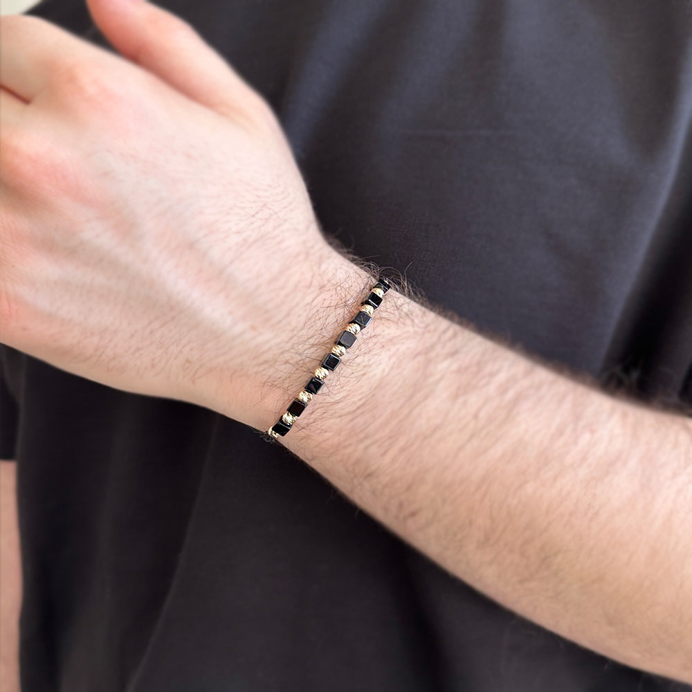 Onyx Stone Dorika Ball Men's Bracelet