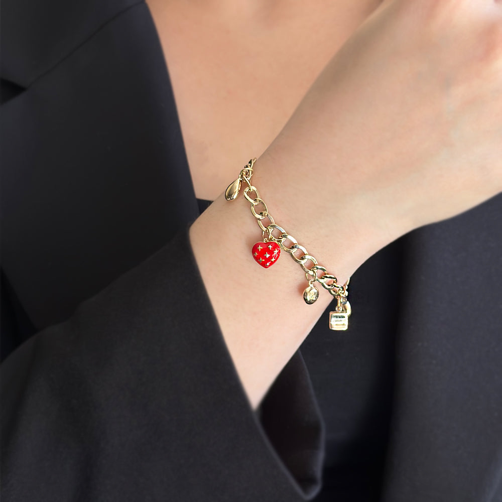 Golden Lucky Bracelet with Dangling Charm