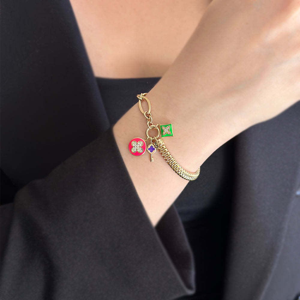 Golden Lucky Bracelet with Dangling Charm