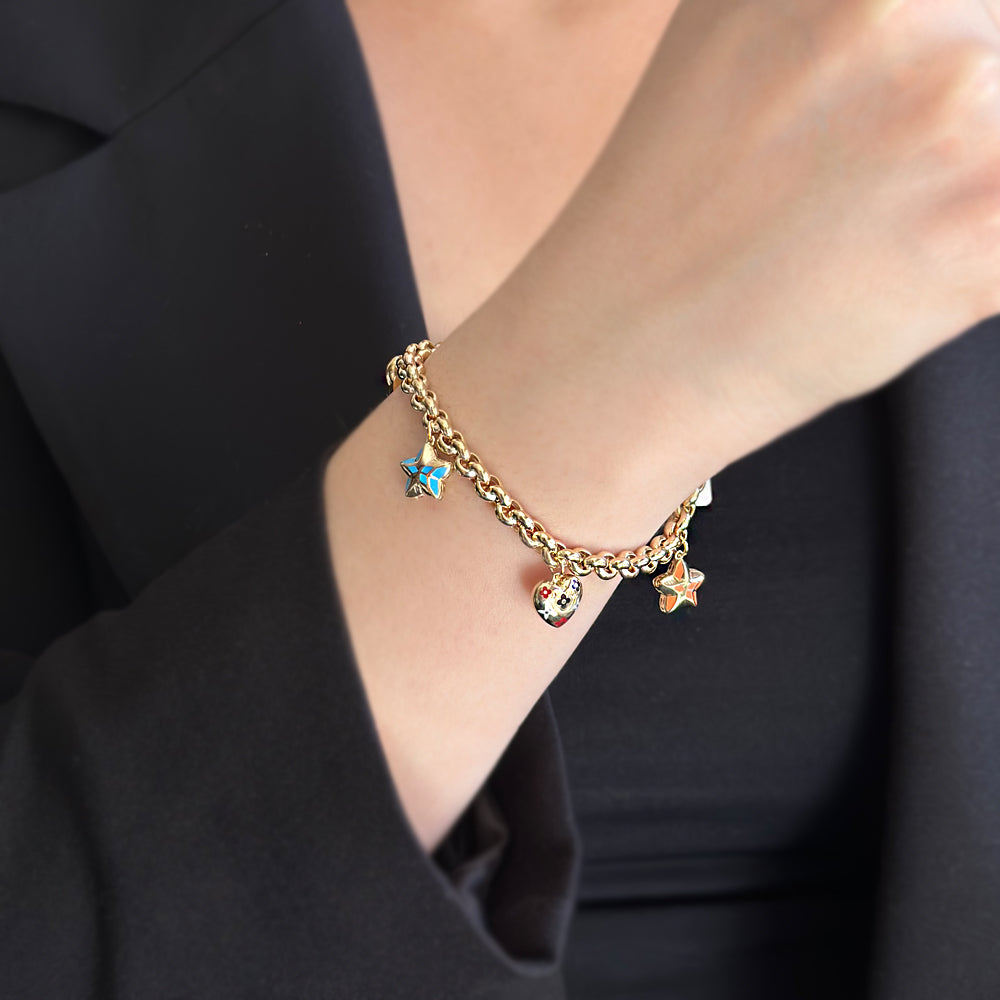 Golden Lucky Bracelet with Dangling Charm