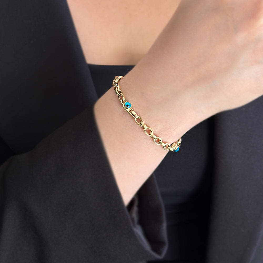 14K Gold Eye Beaded Bracelet
