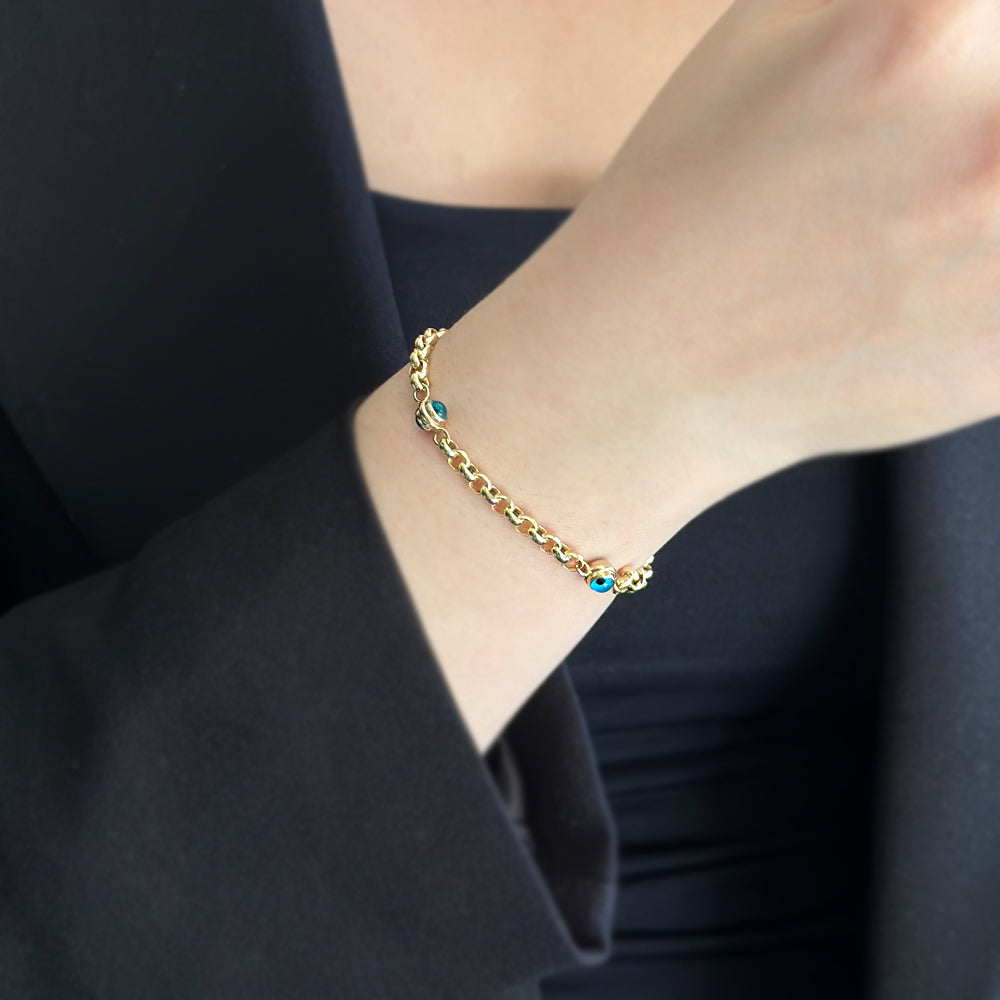 14K Gold Eye Beaded Bracelet