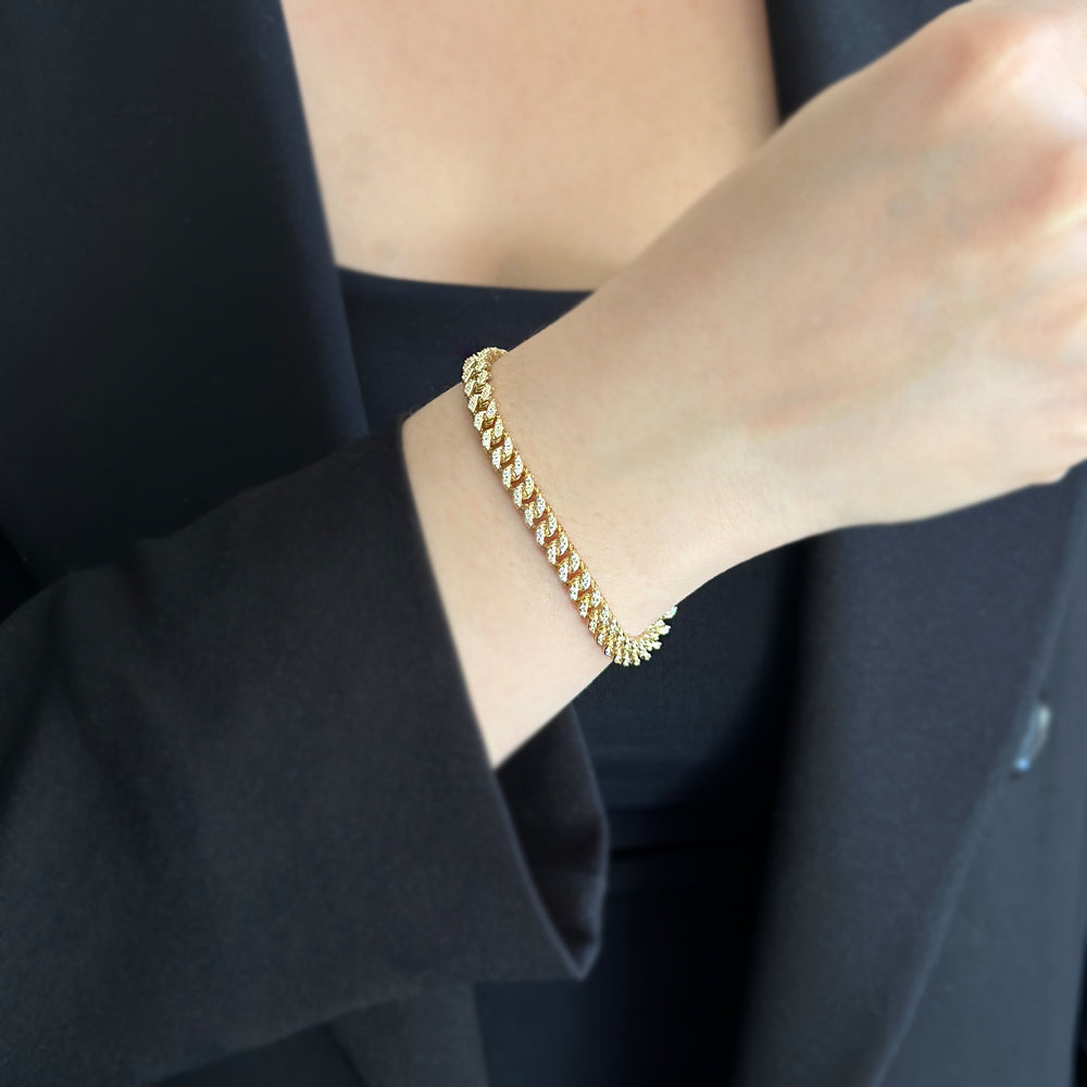 14 Carat Gold Stone Gurmet Bracelet