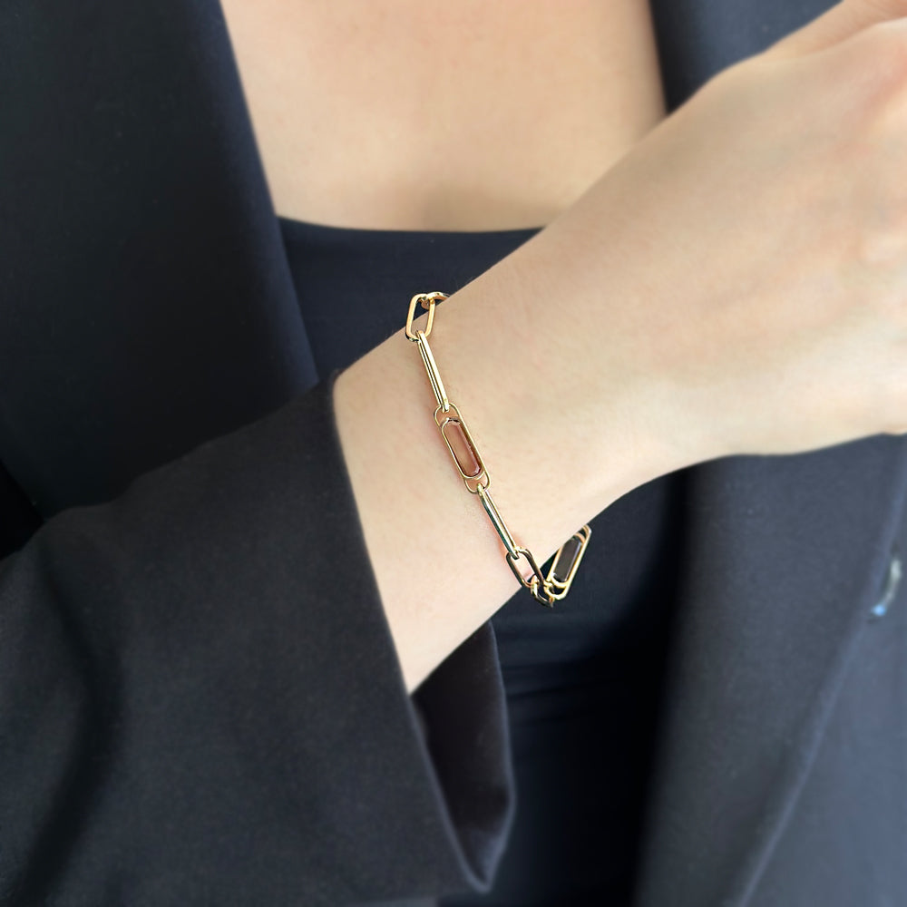 Transparent Stone Gold Paperclip Bracelet