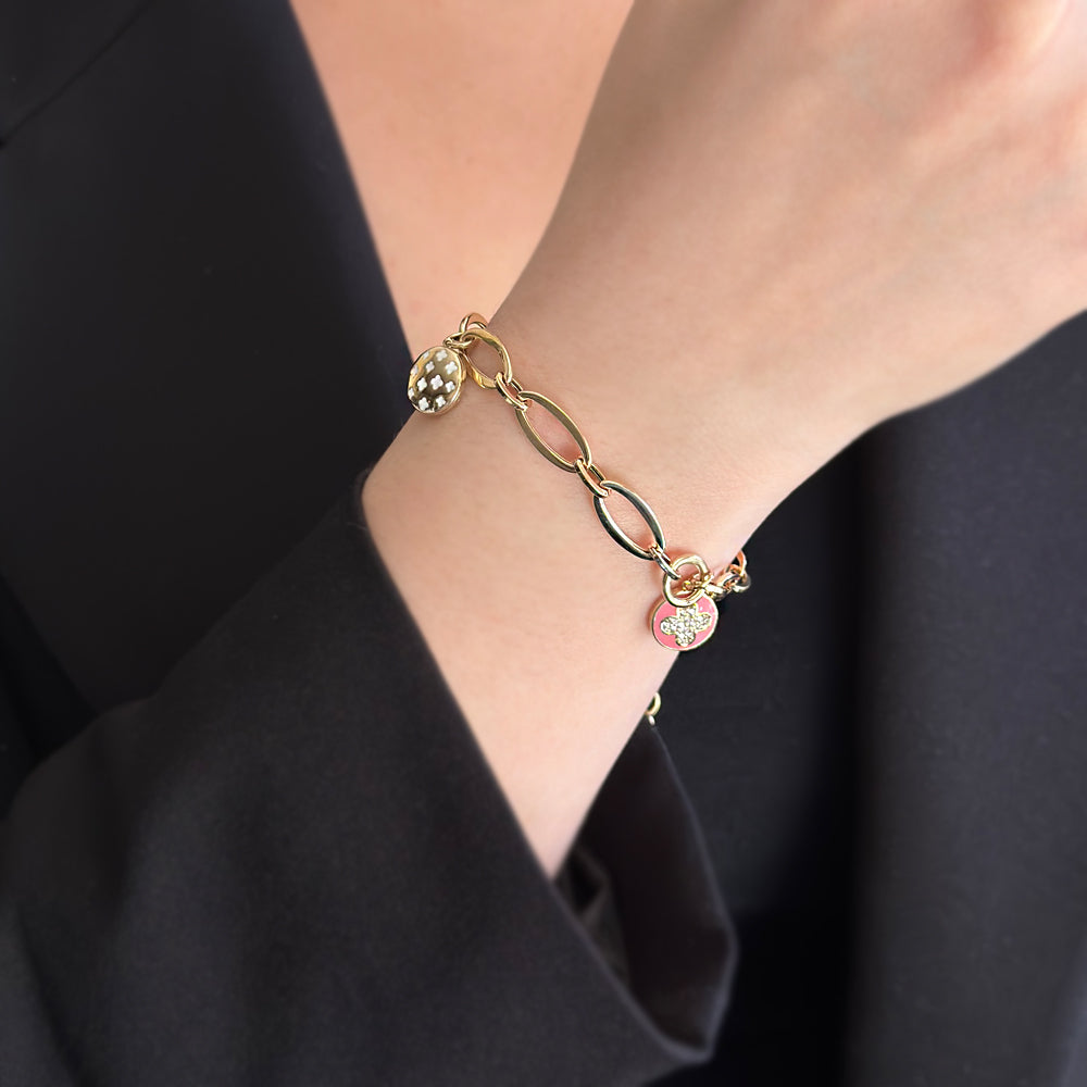 Golden Lucky Bracelet with Dangling Charm