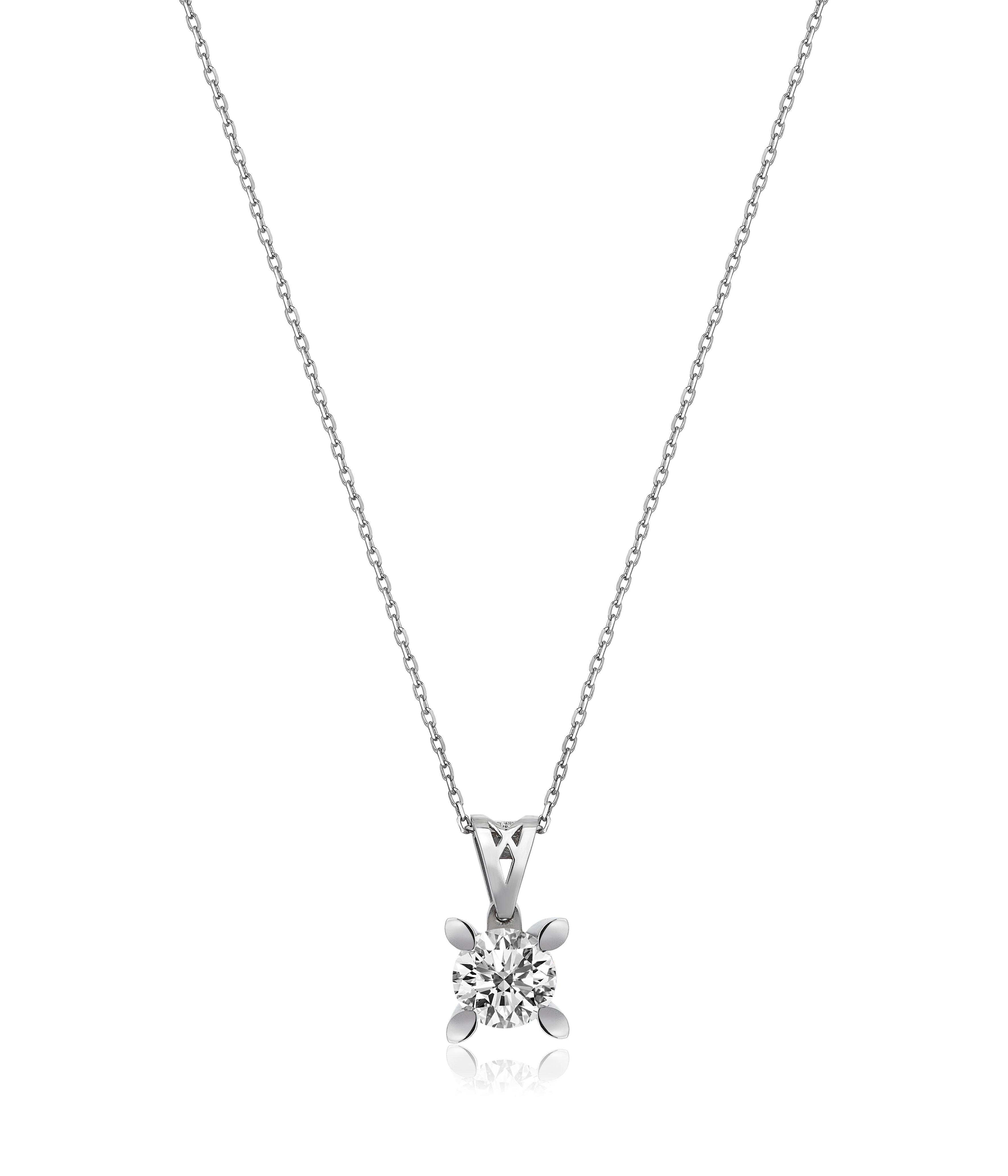 Almond Nail 0.43 Carat Diamond Solitaire Necklace