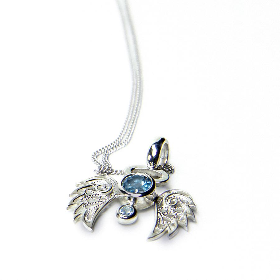 BOLD ANGELO NECKLACE - BLUE TOPAZ STONE