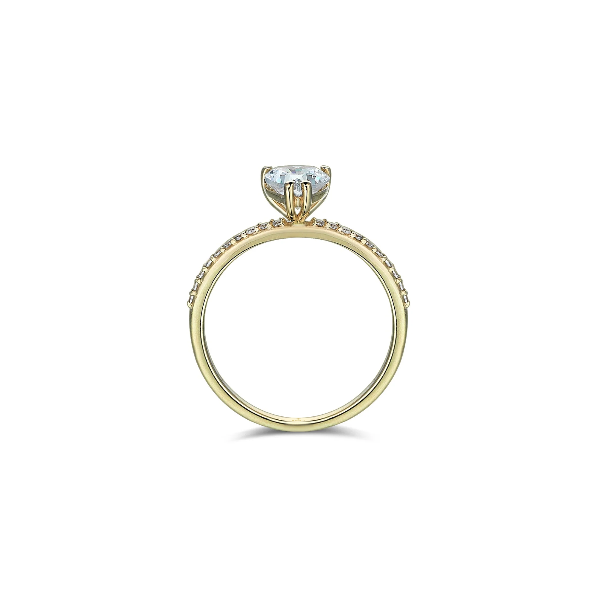1.30 Carat Heart Cut Diamond Hybrid Yellow Gold Ring