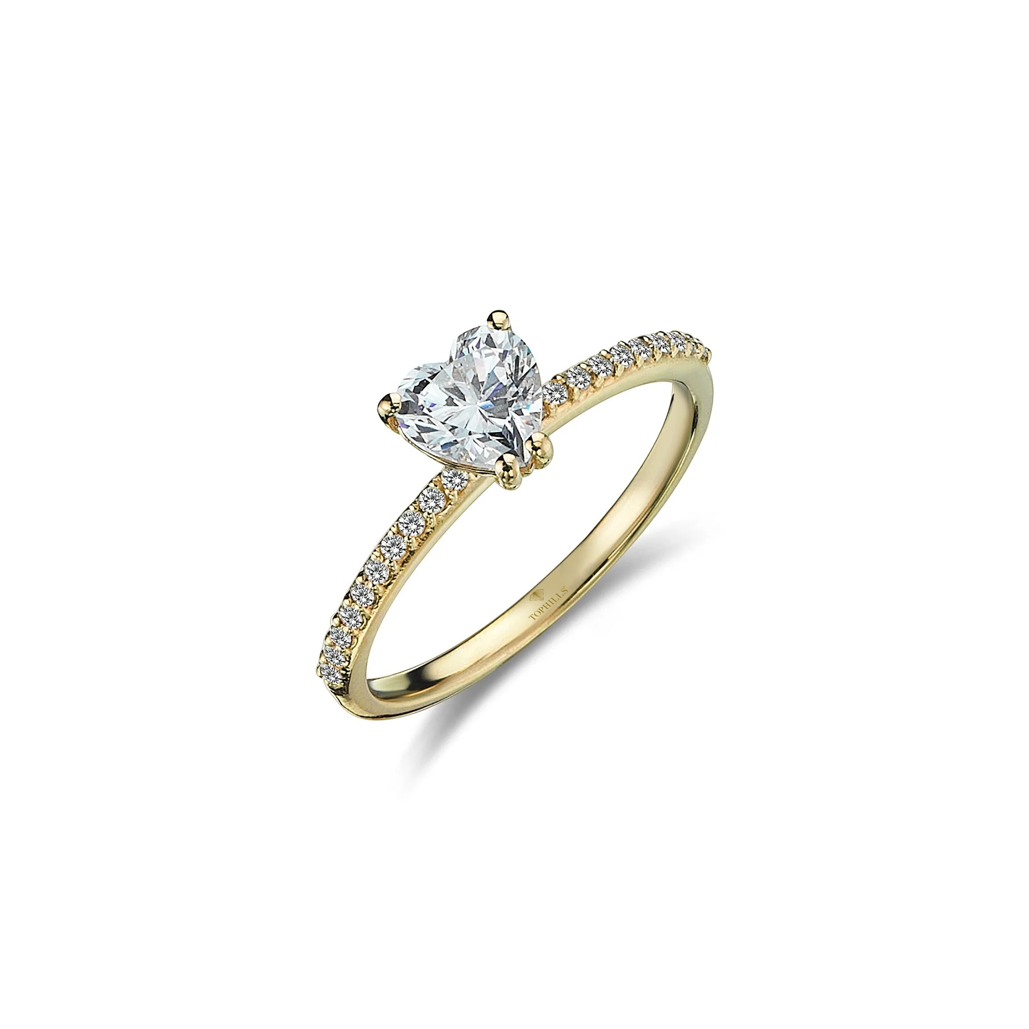 1.30 Carat Heart Cut Diamond Hybrid Yellow Gold Ring